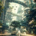 Ilustración espiritual del Santuario de la Esperanza, descrita por el médium Divaldo Franco. El templo etéreo aparece en la órbita terrestre, irradiando luz tenue y armonía, simbolizando la bienvenida, la paz y la esperanza para la humanidad.